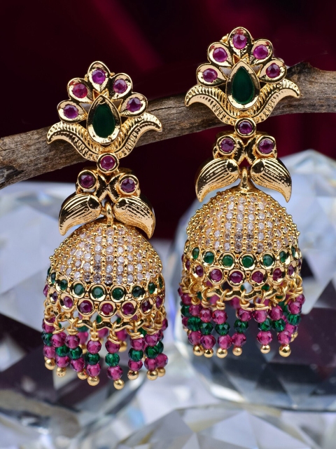

Alankruthi Gold-Plated Teardrop Shaped Jhumkas