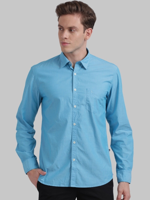 

Parx Men Blue Regular Fit Solid Casual Shirt