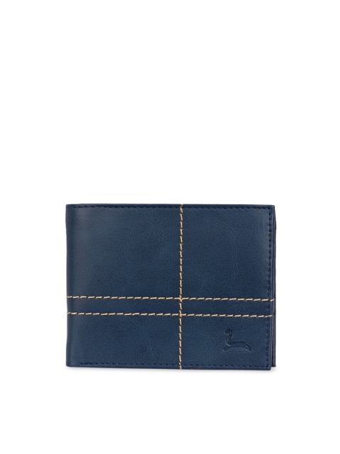 

Pacific Gold Men Blue Solid Faux Leather Wallet