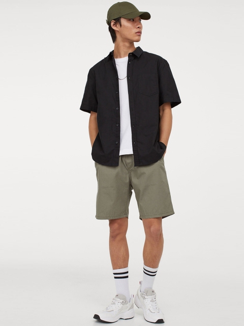

H&M Men Green Cotton Shorts