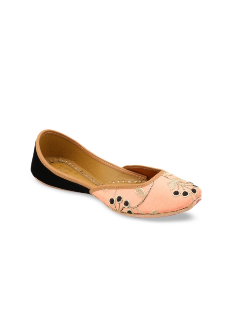 

HUE Women Pink & Black Colourblocked Mojaris