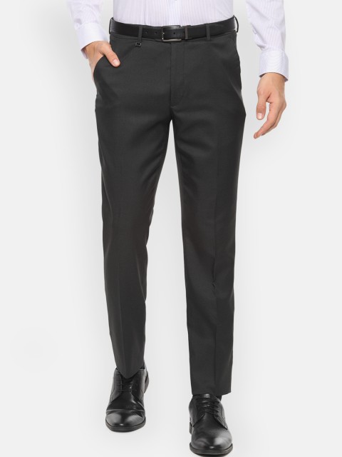 

Van Heusen Men Black Slim Fit Self Design Formal Trousers