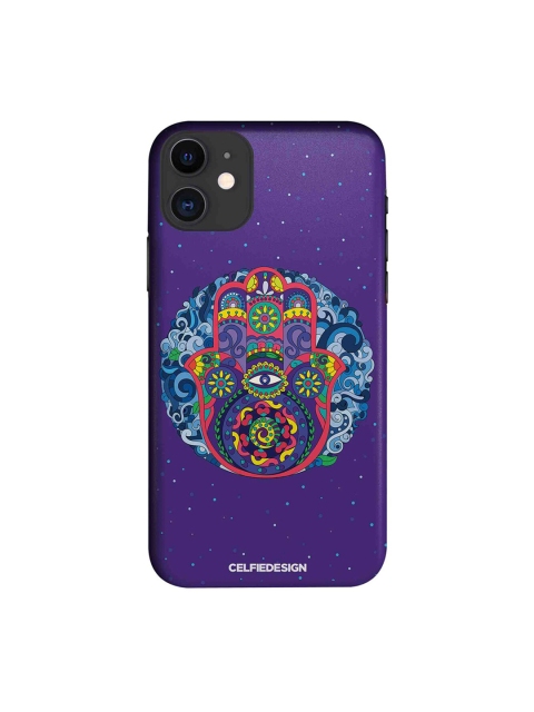 

CelfieDesign Navy-Blue & Red Humsa Mandala Printed iPhone 11 Back Cover