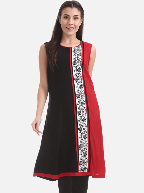 

Karigari Women Black & Red Printed A-Line Kurta