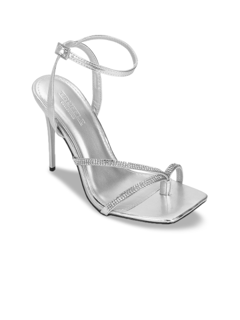 

Truffle Collection Women Silver-Toned Solid Sandals