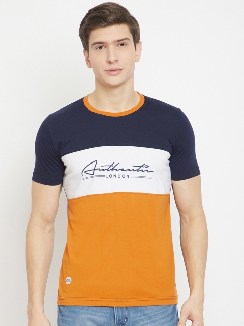 

Adobe Men Navy Blue Colourblocked Round Neck T-shirt