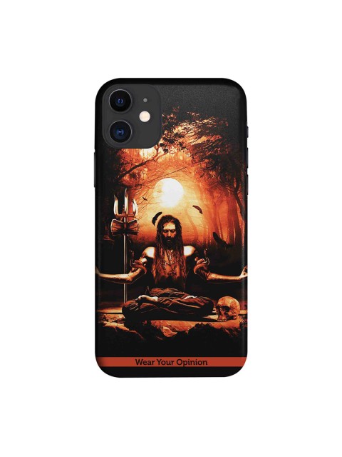

Celfie Design Unisex Black & Brown Meditation Aghori Printed iPhone 11 Sustainable Back Cover