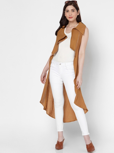 

Deal Jeans Women Mustard Brown Solid High-Low Top