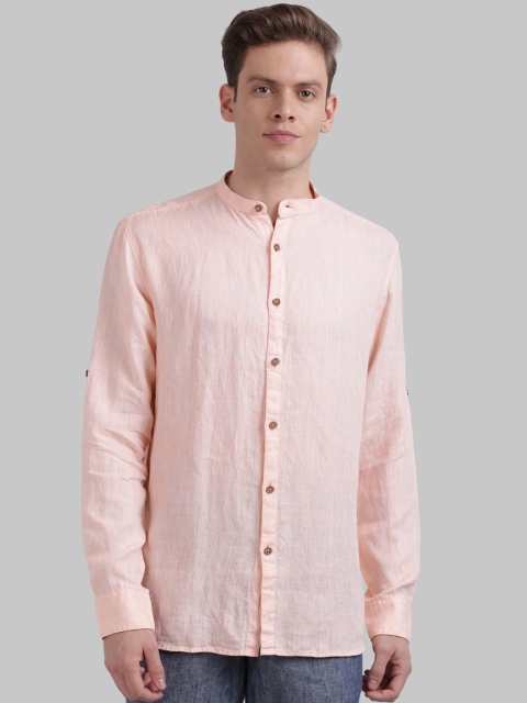 

Parx Men Peach-Coloured Regular Fit Solid Casual Shirt
