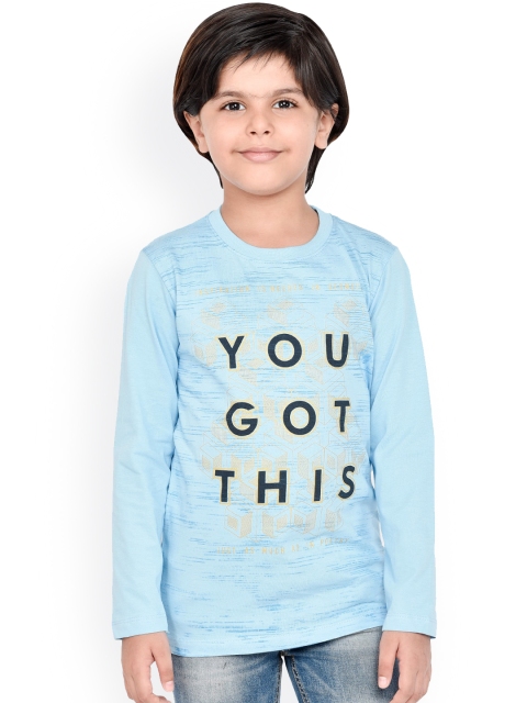 

ORANGE PUMPKKIN Boys Blue Printed Round Neck T-shirt