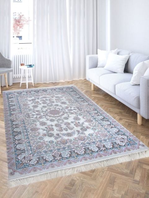 

Tistabene Blue & White Ethnic Motifs Anti-Skid Carpet