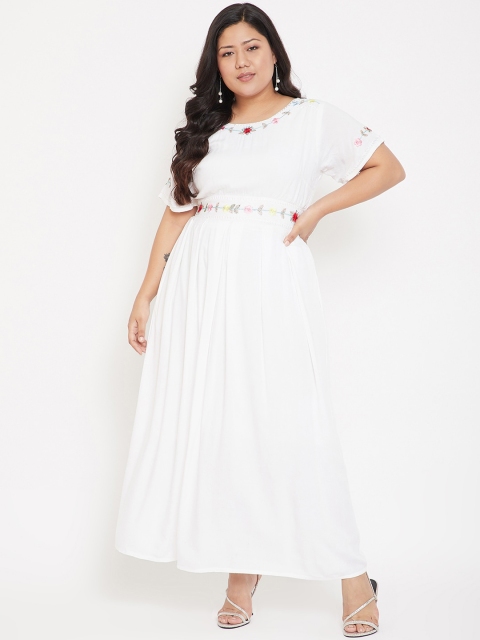 

CHROME & CORAL Women White Solid Maxi Dress