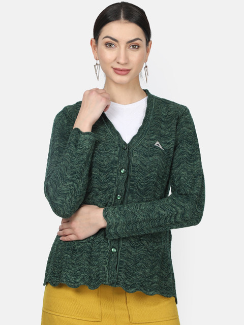 

Monte Carlo Women Green Self Design Cardigan Sweater
