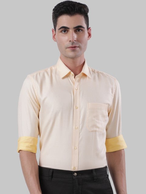 

Raymond Men Yellow Regular Fit Self Design Casual Shirt