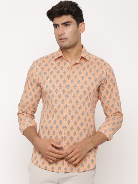 

Tistabene Men Peach-Coloured Regular Fit Printed Casual Shirt
