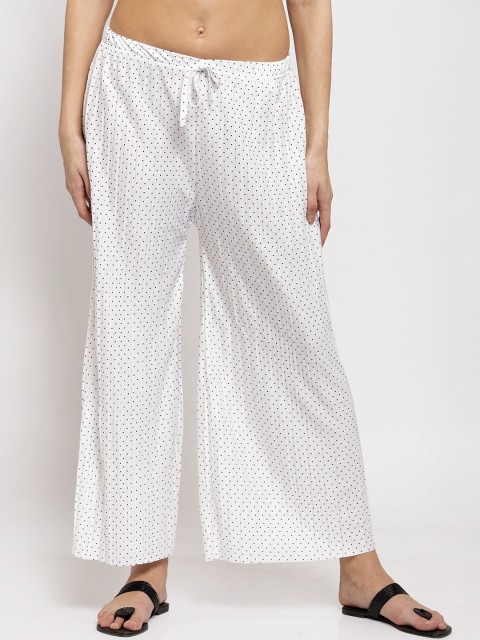 

NEUDIS Women White Printed Wide Leg Palazzos