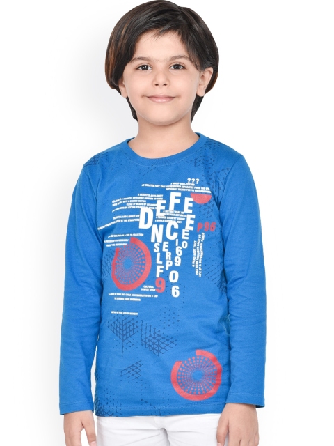 

ORANGE PUMPKKIN Boys Blue Printed Round Neck T-shirt