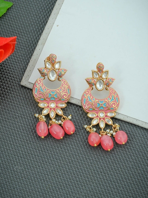 

Imittire Pink & Blue Crescent Shaped Chandbalis