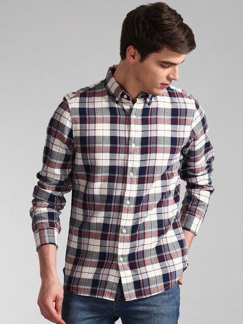 

GAP Men Blue & Grey Slim Fit Checked Casual Shirt