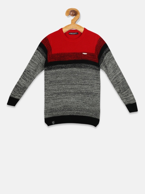 

Monte Carlo Boys Red & Grey Self Design Pullover Sweater