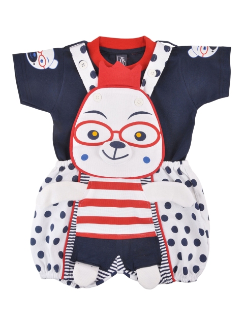 

Jaybee Boys Red & Navy Blue Solid T-shirt with Dungarees