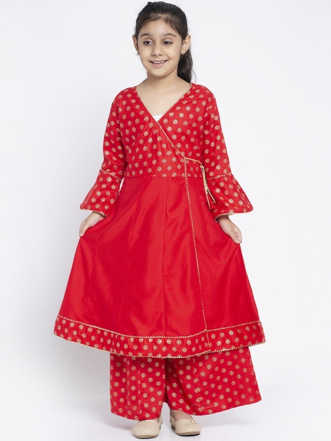 

Baani Creations Girls Red Printed Kurta with Palazzos