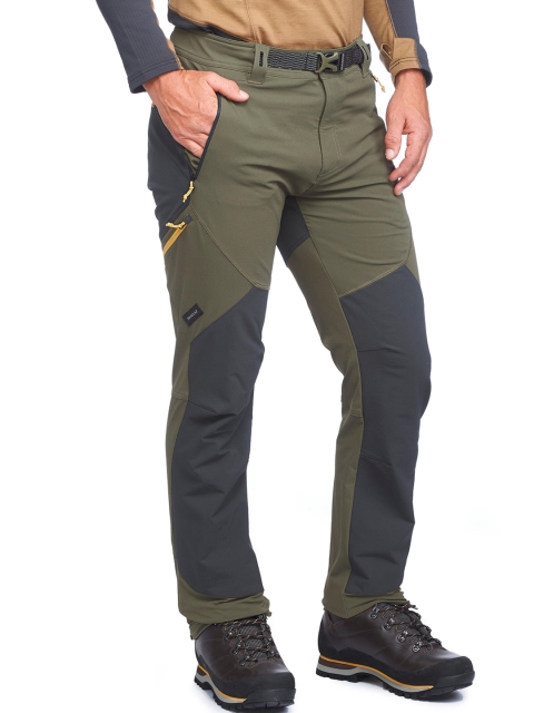 

FORCLAZ By Decathlon Men Olive Green & Blue Regular Fit Printed Trekking Chinos