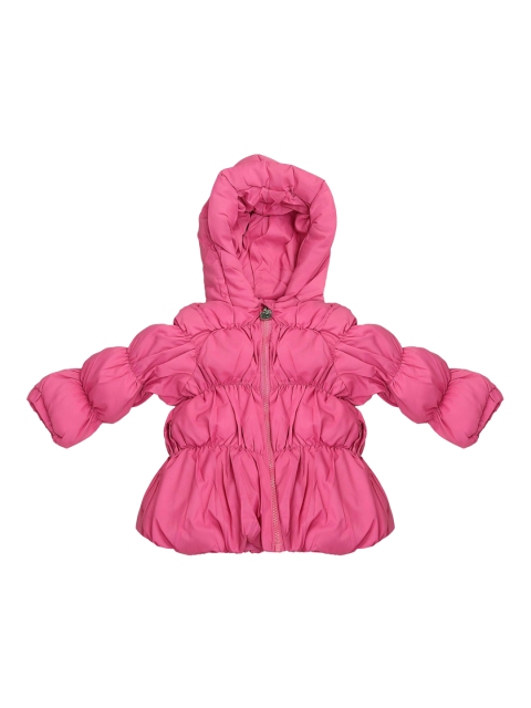 

Wish Karo Unisex Kids Pink Solid Lightweight Hooded Puffer Jacket