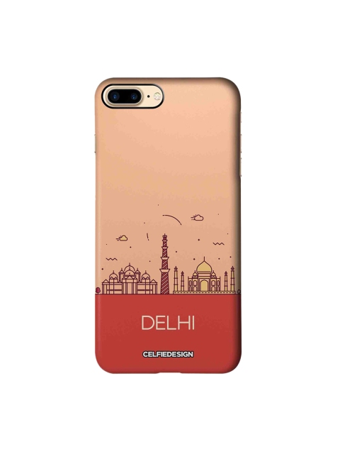 

CelfieDesign Peach-Coloured & Red Printed iPhone 7 Plus Back Cover