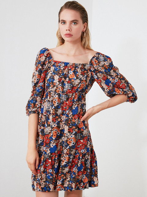 

TRENDYOL COLLECTION Women Multicoloured Printed A-Line Dress, Multi