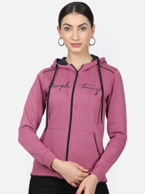 

Monte Carlo Women Purple Printed Hooded Sweatshirt