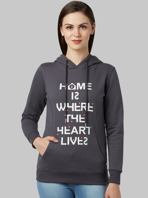 

Park Avenue Woman Women Grey Printed Hooded Sweatshirt