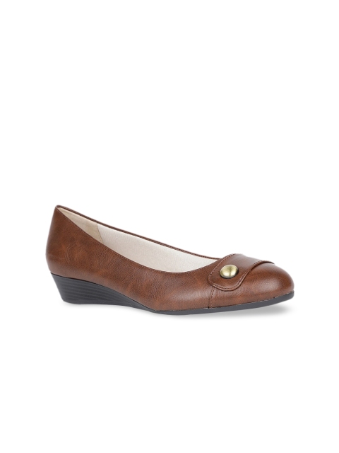 

Naturalizer Women Brown Textured Leather Pumps