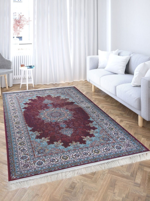 

Tistabene Brown & Blue Ethnic Motifs Silk Anti-Skid Carpet