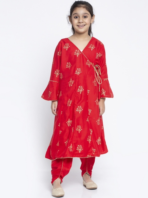 

Baani Creations Girls Red Printed Kurta with Dhoti Pants