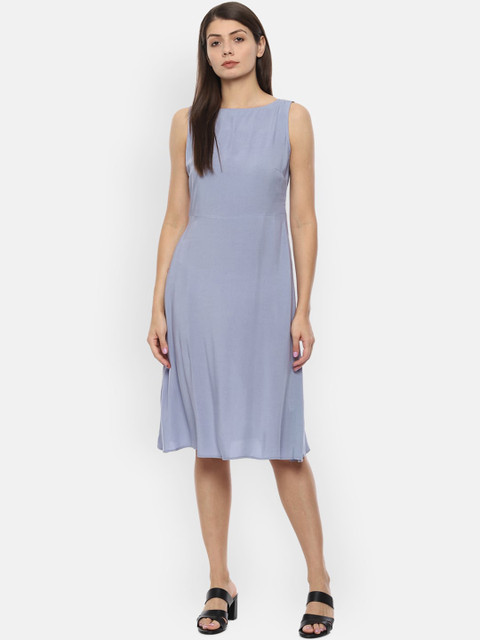 

Van Heusen Woman Women Blue Solid A-Line Dress