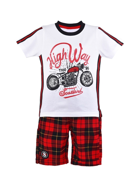 

Wish Karo Boys Red & White Printed T-shirt with Shorts