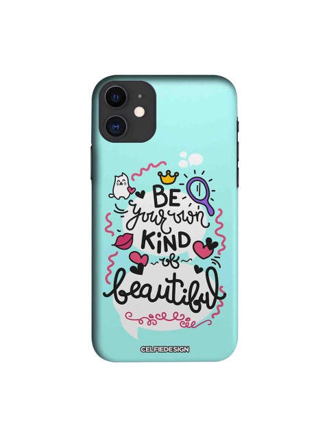

CelfieDesign Turquoise Blue & Black Be Your Own Kind Of Beautiful Base 501 iPhone 11 Sustainable Back Cover