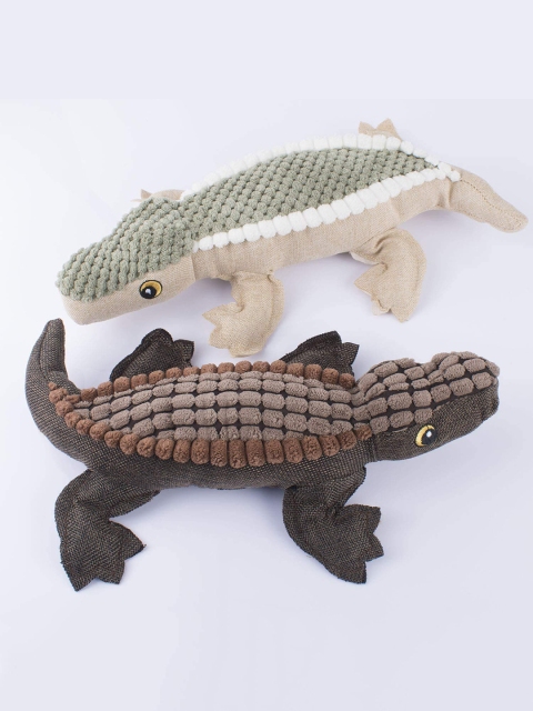 

PETS EMPIRE Dog Squeaky Toy, Crocodile Shape Soft Plush Dog Toy with Inside Squeaker, Brown