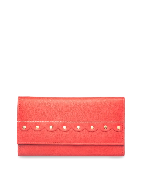 

Khadims Women Coral-Red Solid Three Fold-Wallet