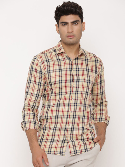 

Tistabene Men Beige Regular Fit Checked Casual Shirt