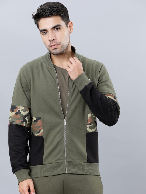 

Ecko Unltd Men Olive Green & Black Printed Sweatshirt