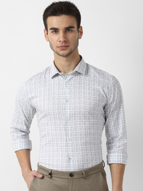 

Louis Philippe Sport Men White & Blue Slim Fit Checked Semiformal Shirt