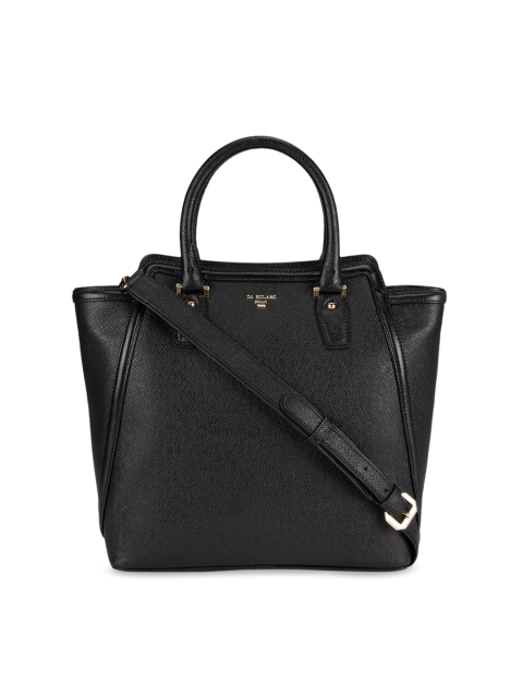 

Da Milano Black Solid Handheld Leather Bag