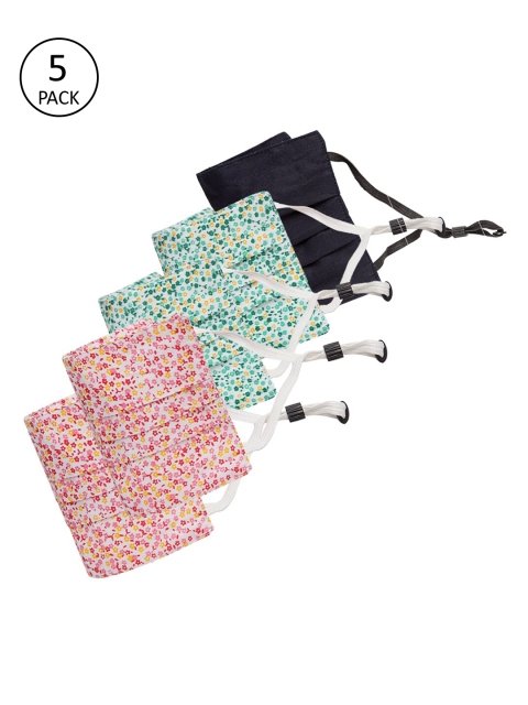 

Secret Wish Unisex Pack of 5 Multicoloured 3-Ply Reusable Cloth Masks, Multi