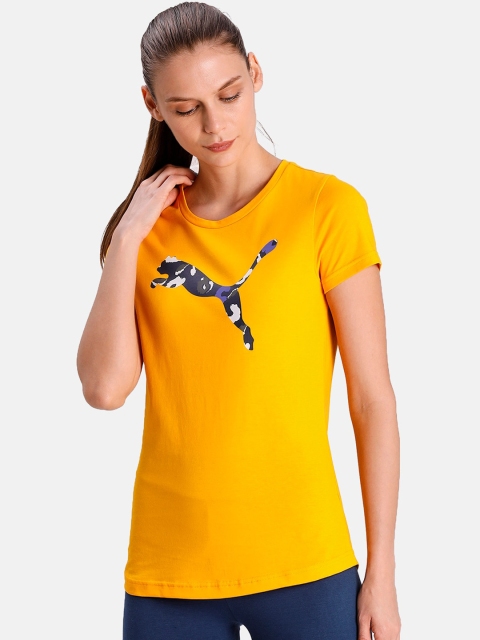 

Puma Women Yellow Printed Round Neck T-shirt