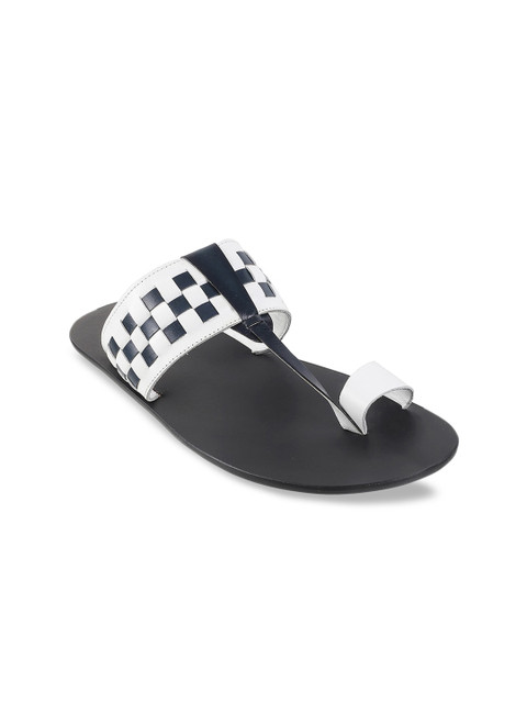 

Metro Men Black & White Checked Leather Comfort Sandals