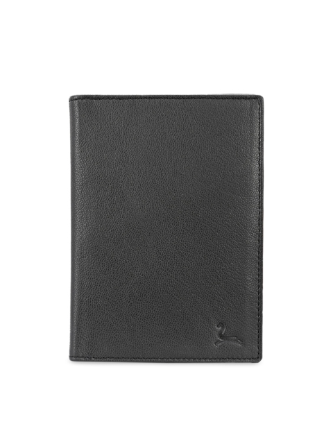 

Pacific Gold Men Black Solid Genuine Leather Passport Holder