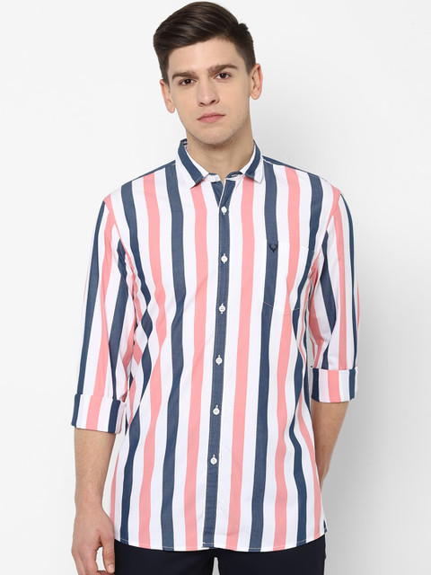 

Solly Jeans Co. Men White & Blue Regular Fit Striped Casual Shirt