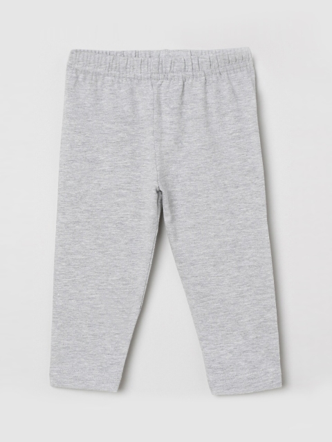 

max Girls Grey Melange Solid Ankle-Length Leggings